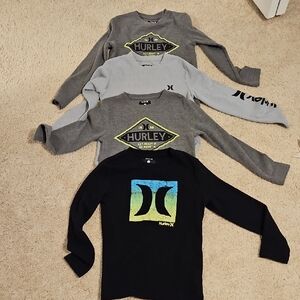 4 Boys Long Sleeve Hurley Tops Size 7/8